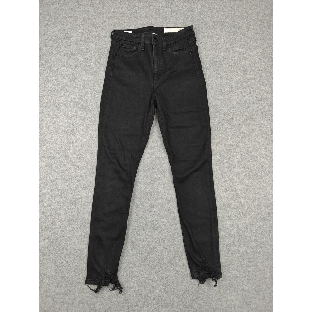 Rag & Bone Nina‎ High-Rise Ankle Skinny Jeans Womens 26 Black Stretch 26x26.5